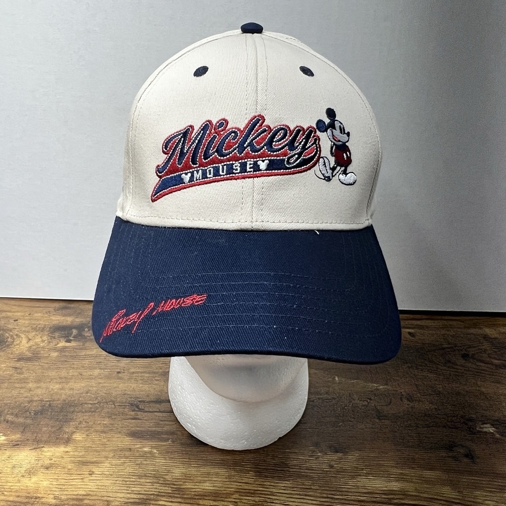 Disney Mickey Mouse Embroidered Baseball Hat Cap Red White Blue Classic Logo